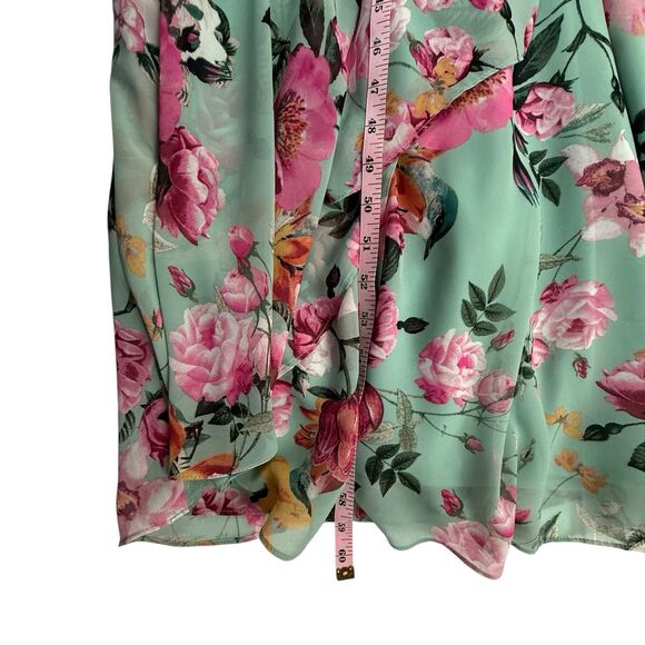 NEW Eliza J Maxi Faux Wrap Floral Dress Women 6 Chiffon Rollover Cap Sleeve - Picture 15 of 15